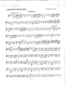 Partition violon 2 , partie, Concerto Militaire Op.18, Servais, Adrien-François