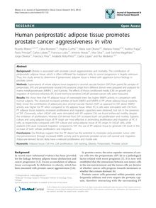 Human periprostatic adipose tissue promotes prostate cancer aggressiveness in vitro