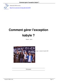 Comment gérer l exception kabyle ?