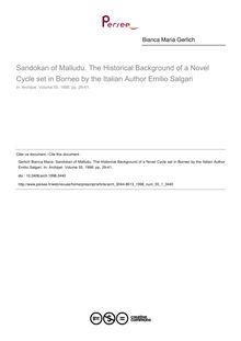Sandokan of Malludu. The Historical Background of a Novel Cycle set in Borneo by the Italian Author Emilio Salgari - article ; n°1 ; vol.55, pg 29-41