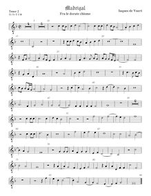 Partition ténor viole de gambe 2, octave aigu clef, madrigaux pour 5 voix par  Giaches de Wert