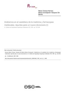 Arabismos en el castellano de la medicina y farmacopea medievales. Apuntes para un nuevo diccionario (I) - article ; n°1 ; vol.6, pg 123-169