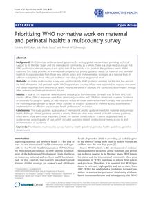 Prioritizing WHO normative work on maternal and perinatal health: a multicountry survey