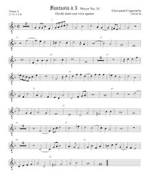 Partition ténor viole de gambe 2, octave aigu clef, Fantasia pour 5 violes de gambe, RC 69