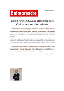 Cabinet Jérôme Athanaze : informer les chefs d entreprises pour mieux anticiper