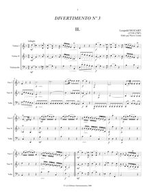 Partition , Adagio, Divertimento en D major, Divertimento a due Violini e Basso