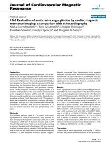 1060 Evaluation of aortic valve regurgitation by cardiac magnetic resonance imaging: a comparison with echocardiography