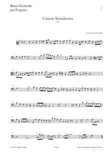 Partition Basso generale per l Organo, Canzon Terzadecima à 4, Frescobaldi, Girolamo