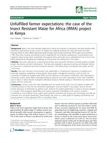 Unfulfilled farmer expectations: the case of the Insect Resistant Maize for Africa (IRMA) project in Kenya