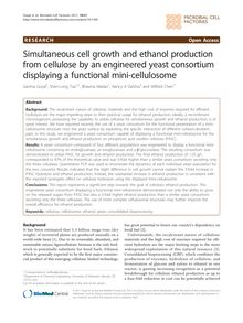 Simultaneous cell growth and ethanol production from cellulose by an engineered yeast consortium displaying a functional mini-cellulosome