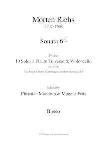 Partition Basso continuo, 10 Solos a Flauto Traverso & violoncelle par Martin Ræhs