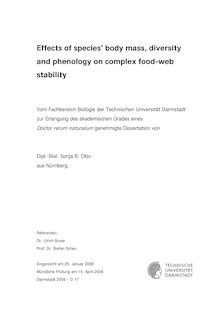 Effects of species  body mass, diversity and phenology on complex food-web stability [Elektronische Ressource] / von Sonja B. Otto