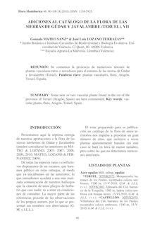Adiciones al catálogo de la flora de las sierras de Gúdar y Javalambre (Teruel)