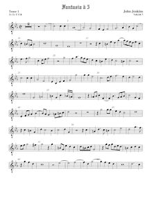 Partition ténor viole de gambe 1, octave aigu clef, fantaisies pour 5 violes de gambe par John Jenkins par John Jenkins