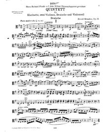 Partition viole de gambe, clarinette quintette, G major, Straesser, Ewald