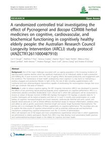 A randomized controlled trial investigating the effect of Pycnogenol and BacopaCDRI08 herbal medicines on cognitive, cardiovascular, and biochemical functioning in cognitively healthy elderly people: the Australian Research Council Longevity Intervention (ARCLI) study protocol (ANZCTR12611000487910)