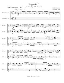 Partition trompette 1/2 (B♭), Fugue pour 3 trompettes en C major