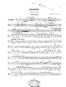 Partition violoncelle, Piano quatuor, Quartett en B dur, für Pianoforte, Violine, Bratsche und Violoncell