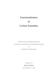 Functionalization of carbon nanotubes [Elektronische Ressource] / vorgelegt von Jürgen Abraham