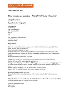 Une recette de cuisine   profiteroles au chocolat