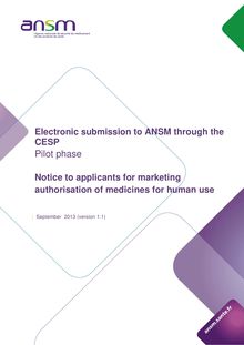 Electronic submission to ANSM through the CESP - Pilot phase