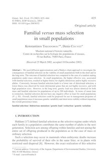 Familial versusmass selection in small populations