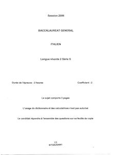 Italien LV2 2006 Scientifique Baccalauréat général