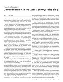 Communication in the 21st Century: The Blog