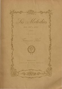 Partition Cover et Index, 6 Melodies, Sis Melodies, Alió, Francisco