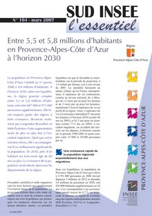 Entre 5,5 et 5,8 millions d habitants en Provence-Alpes-Côte d Azur à l horizon 2030