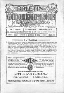 Boletín del Colegio Oficial de Médicos de la Provincia de Córdoba, n. 011 (1922)
