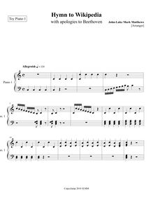 Partition Toy Piano 1, Hymn to Wikipedia, D major, Matthews, John-Luke Mark