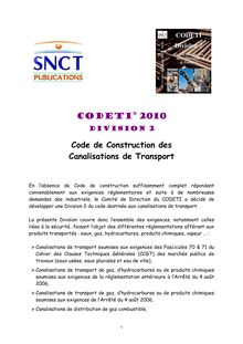 CODETI® 2010 Code de Construction des  Canalisations de Transport