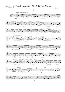 Partition violon 2, corde quatuor No. 2 en D major  en der Natur  par Albin Fries