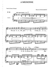 Partition , À Mignonne (G Major: medium voix et piano), 3 Chants intimes