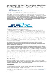 SurDoc Unveils TruPrivacy - New Technology Breakthrough Now Makes Cloud Storage Completely Private and Secure