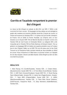 Carrillo et Tauziède remportent le premier Bol d Argent