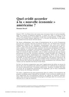 Quel crédit accorder à la « nouvelle économie » américaine ? - article ; n°1 ; vol.339, pg 15-44