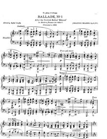 Partition No.1 en D minor. Andante, Ballades, Balladen, Brahms, Johannes