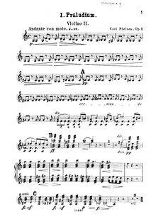 Partition violons II,  pour cordes, Op.1, Kleine Suite, Little Suite, Lille suite, Liten svit