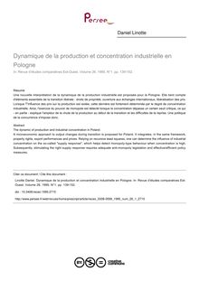 Dynamique de la production et concentration industrielle en Pologne - article ; n°1 ; vol.26, pg 139-152