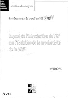 Impact de l introduction du TGV sur l évolution de la productivité de la SNCF.