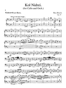 Partition violoncelles / Basses, Kol Nidrei, Kol Nidrei (Stimme des Gelübdes), Adagio for Cello and Orchestra