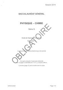 Sujet Bac 2014 (Pondichéry) - Série S - Physique-Chimie (obligatoire)