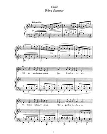 Partition No.2 - Rêve d’amour (E♭, Original Key), 3 chansons, Op. 5