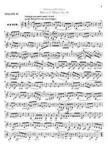 Partition violons II, Mass en C, Op.86, C major, Beethoven, Ludwig van