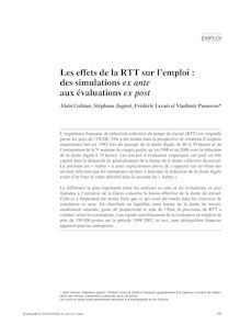 Les effets de la RTT sur l emploi : des estimations ex ante aux évaluations ex post - article ; n°1 ; vol.376, pg 25-54