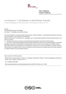Le tumulus n° 1 de Salesse, à Saint-Simon (Cantal) - article ; n°2 ; vol.5, pg 161-173