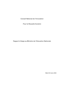 Conseil national de l innovation pour la réussite scolaire : rapport d étape au ministre de l éducation nationale
