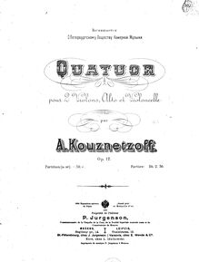 Partition violoncelle, corde quatuor, G major, Kuznetsov, Aleksandr